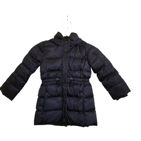 Gap Girls Down Puffer Jacket Coat XS Blue Hooded Faux Fur Trim - Picture 3 of 6